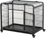PawHut Tarc Caini Pliabil cu Ușă Blocabilă și 4 Roți Bază Detașabilă Portabil Negru | Aosom Romania (D02-052V01)