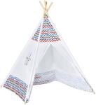 HOMCOM Cort pentru Copii de +3 Ani Tipi Infantil de Lemn Portabil cu Fereastră pentru Interior și Exterior 120x120x155 cm Alb | Aosom Romania (331-020)