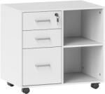 HOMCOM Dulap Birou, 3 Sertare cu Încuietoare și Chei, 60x40x56 cm, cu roti, Alb | Aosom Romania (838-493V00WT) Comoda