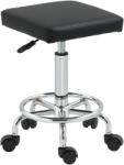 HomCom Taburet cu rotile cu înălțime reglabilă 50-66 cm și suport pentru picioare, pentru masaj, tatuaj, clinică, spa, negru | Aosom Romania (503-034V00BK)