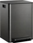 HomCom Coș de gunoi de bucătărie 2 compartimente 2 x 30L, oțel inoxidabil, capac cu închidere silențioasă, 47, 7x37, 5x66, 8cm, negru | Aosom Romania (851-037V03BK) Cos de gunoi