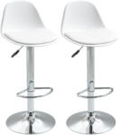HOMCOM Set de 2 scaune de bar cu spatar si suport picioare, pivotante cu inaltime reglabila, 40x42x82-104cm, alb HOMCOM | Aosom Romania (835-597WT)