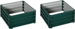 Outsunny Set de 2 jardiniere înălțate, pătrat pentru grădină pentru legume, flori, oțel galvanizat 60 x 60 x 30, 5 cm, verde | Aosom Romania (845-041V01GN)