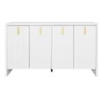 GL Store Comodă Modernă Minimalistă cu Mânere Aurii și Rafturi Reglabile, 140x38x80 cm - Perfectă pentru Bucătărie și Living, Albă (F-GLS-WF323543544WAA) Comoda