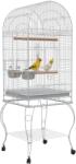 PawHut Cusca pentru pasari pe roti cu raft tava detasabila 2 boluri suport otel inoxidabil 51 x 51 x 153 cm alb | Aosom Romania (D10-048V01)