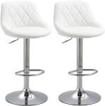 HOMCOM Set 2 Scaune Bar Pivotante Moderne, Reglabile, pentru bucătării și baruri, din Piele PU, Albă | Aosom Romania (835-502WT)