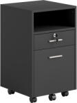 Vinsetto Comodă de Birou cu 2 Sertare și Raft Deschis, Mobilier cu 5 Rotile, Încuietoare și 2 Chei, 39x40x65 cm, Negru | Aosom Romania (924-030BK) Comoda