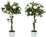 Outsunny Plantă Artificială de Trandafir cu 21 de Flori Ø18x90 cm Portocaliu cu Vas | Aosom Romania (844-340V01WT)
