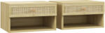 HOMCOM Set de 2 Noptiere Plutitoare, Noptiere cu Sertar din Ratan și Raft Deschis pentru Dormitor, 40x34x23 cm, Lemn Natural | Aosom Romania (831-770V80ND)