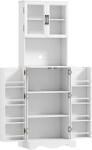 HOMCOM Bufet înalt bucătărie dulap de bucătărie 4 uși 8 suporturi condimente blat raft reglabil 60x39, 5x179, 6cm alb | Aosom Romania (83A-372V01WT)