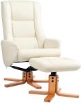 HOMCOM Fotoliu de Relaxare cu Taburet, Funcție de Culcare, Piele Ecologică, până la 150 kg, 71 x 84 x 102 cm, Crem | Aosom Romania (839-962V00CW)