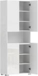 HOMCOM Dulap Bucătărie Înalt 180cm, Mobilier Depozitare cu Uși Soft-Close, Raft Deschis, 2 Dulapuri, Rafturi Ajustabile, Stil Modern pentru Sufragerie sau Bucătărie, Alb Lucios | Aosom Romania (83B-739V00WT)