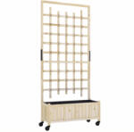 Outsunny Jardinieră cu spalier, ghiveci pe roți, pentru plante agățătoare, lemn masiv, 82, 5x35x186cm, lemn natural | Aosom Romania (84H-001V00ND)