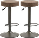 HOMCOM Set 2 Scaune de Bar, Scaune de Bucătărie Pivotante, Înălțime Reglabilă, 35x36x64-85 cm, Maro | Aosom Romania (835-719V00CF)