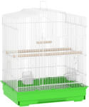 PawHut Colivie pentru păsări Volieră din oțel cu 2 boluri 2 bare Leagăn și Tavă Detașabilă Mâner 46, 5x36x59 cm Verde | Aosom Romania (D10-018V03GN)