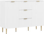 HOMCOM Dulap de Depozitare pentru Bucatarie cu 3 Sertare, Rafturi Reglabile și Picioare Metalice, 120x40x89, 5 cm, Alb | Aosom Romania (83A-191V81WT) Comoda