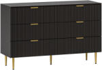 HOMCOM Comodă 6 sertare comodă dormitor mobilier de depozitare modern cu mânere și picioare aurii, 120 x 40 x 76, 5 cm, negru | Aosom Romania (831-902V82BK) Comoda