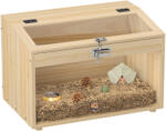 PawHut Cușcă pentru hamster din lemn, cu capac deschis, fereastră din acrilic 55 x 35 x 35 cm, efect lemn natural | Aosom Romania (D51-492V90ND)