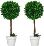 HOMCOM Set 2 Plante Decorative Sferice 60cm, Frunze Lemn de Santal, Verzi, pentru Decor Interior/Exterior | Aosom Romania (830-792V00GN)