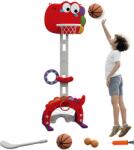 AIYAPLAY Cerc de Baschet pentru Copii, Înălțime Reglabilă, Set de Baschet 5 în 1 cu Fotbal, Golf, Lasou, 46x51x134-152 cm, Roșu | Aosom Romania (331-051V00RD)