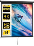 HomCom Ecran de proiecție TV și Home Cinema de 99 de inci, video proiector 1: 1 4K HD, 178L x 178H cm | Aosom Romania (001-016V01BK)