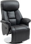 HOMCOM Fotoliu de relaxare rabatabil pivotant suport de picior reglabil, pana la 150 kg, pentru sufragerie, dormitor, negru | Aosom Romania (839-848V80BK)