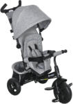 HomCom Triciclu Copii, Bicicleta Copii, Cosulet Spate, Suport pentru Pahar, Acoperis, Metal, Gri | Aosom Romania (370-027V00GY)