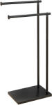 HOMCOM Suport Prosoape cu 2 Brațe, Suport Baie din Metal, 35, 5x20x78 cm, Negru | Aosom Romania (850-313V00BK)