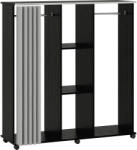 HOMCOM Dulap cu 5 Rafturi și 6 Roți, PAL, 120x40x128 cm, Gri și Negru | Aosom Romania (831-190V03BK) Garderoba