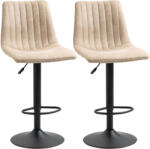 HOMCOM Set de 2 Scaune de Bar Reglabile pe Înălțime, cu Suport pentru Picioare, Oțel și Poliester, 47.5x57.5x95-116cm, Maro Deschis | Aosom Romania (835-718V00LG)