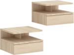 HOMCOM Set de 2 Noptiere Suspendate pe Perete cu Sertar, Stejar | Aosom Romania (831-338V85AK)