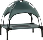 PawHut Pat PawHut pentru câini, cu parasol, pat de tabără pentru câini și pisici pe picioare cu material respirabil Oxford, anti-UV, cadru din metal inclus în sacul de transport, loc de dormit exterior pentr