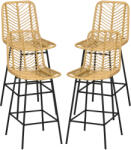 HOMCOM Set de 4 taburete de bar, scaune de bar, spătar împletit și suport pentru picioare, cadru din oțel, 42, 5x52x102cm, galben | Aosom Romania (835-856V01YL)
