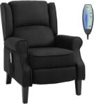 HOMCOM Fotoliu Relax pentru Masaj Rabatabil ca Telecomanda si Tapiterie Piele Intoarsa, 78x83x101cm, Negru (700-028V92BK)