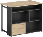 HOMCOM Masă de bar extensibilă cu blat rabatabil, masă înaltă pentru bucătărie, 1 dulap și 4 compartimente deschise, 116x79, 6x90, 5cm, negru | Aosom Romania (83A-435V00ND)