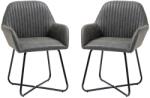 HOMCOM Set 2 Scaune Moderne Tapitate Imitație Piele Gri pentru Sufragerie Bucătărie sau Living 60x56.5x85cm | Aosom Romania (839-128CG)