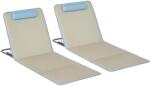Outsunny Set 2 Șezlonguri cu Spătar Reglabil pe 5 Niveluri, Tetieră și Geantă de Transport, 124x53x35-45 cm, Bej | Aosom Romania (A20-205BG)