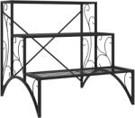 Outsunny Raft pentru Plante cu 3 Niveluri din metal, 60x60x60 cm, Negru | Aosom Romania (84H-151V00BK)