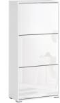 HomCom Dulap de Pantofi Dulap de pantofi cu 3 uși rabatabile 3 Compartimente din lemn 60L x 26l x 124Î cm Alb lucios | Aosom Romania (837-060WT) Pantofar