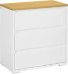 HOMCOM Comodă Depozitare, 3 Sertare, Mobilier Dormitor/Cameră de Zi, Alb/Lemn Natural | Aosom Romania (831-671V00WT) Comoda