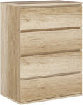 HOMCOM Comodă 4 sertare mobilier de depozitare design minimalist fără mânere 60 x 40 x 80 cm natural | Aosom Romania (831-690V80ND) Comoda