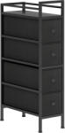 HOMCOM Comodă dulap cu 4 sertare din material textil, dulap de depozitare cu cadru din oțel, 20cm x 43cm x 81, 5cm, Negru | Aosom Romania (83D-156V00BK) Comoda
