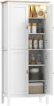 HOMCOM Bufet Înalt de Bucătărie 177 cm, Dulap cu Lumină LED, Reglabil în 3 Culori, Rafturi Ajustabile, Alb | Aosom Romania (838-553V01WT) Bufet
