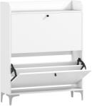 HomCom Dulap pentru încălțăminte Slim cu 2 sertare basculante și rafturi ajustabile, din lemn și metal, 80x24x101cm, alb | Aosom Romania (837-674V00WT) Pantofar