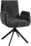 HOMCOM Fotoliu Rotativ pentru Dormitor, Material Textil cu Aspect de In și Picioare Înclinate din Oțel, Negru | Aosom Romania (83B-177V00BK)