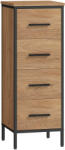 HomCom Mobilier de baie îngust cu 4 sertare și structură din oțel, 30 x 30 x 82 cm, stejar | Aosom Romania (834-835V00AK)