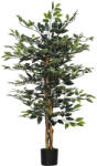 HOMCOM Ficus Artificial Înalt 130 cm cu 702 Frunze Colorate în Ghiveci, Decor Interior și Exterior, Verde Multicolor | Aosom Romania (830-667V00DG)