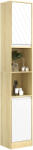 HomCom Dulap Baie Înalt Spațios, Mobilier de Baie cu 2 Dulapuri și Rafturi Reglabile, 30x24x170 cm, Lemn Natural | Aosom Romania (834-240V00AK)
