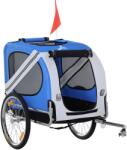 PawHut Remorcă bicicletă pentru câine animale 8 reflectoare steag bară de remorcare inclus 130 x 73 x 90 cm alb și albastru | Aosom Romania (D00-098WT)