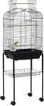 PawHut Colivie pentru Pasari cu 3 Stinghii, 2 Boluri si 2 Usi Laterale, Colivie pentru Animale din Otel, PP si Lemn, 46x36x130 cm, Neagra (D10-077)